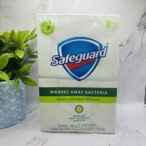 Safeguard Bar Soap Fresh Clean Scent with Aloe 8pk 4oz Bars Bath Body‎ Sealed